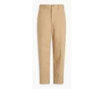 Cotton-blend gabardine tapered pants - Neutral
