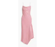 Alice Olivia - Harmony asymmetric sequined chiffon midi dress - Pink