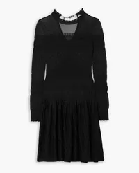 Paco Rabanne Chain-embellished pointelle-knit mini dress - Black Black