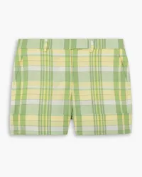 Thom Browne Webbing-trimmed checked cotton-poplin shorts - Green Green