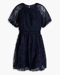 Monique Lhuillier Gathered guipure lace mini dress - Blue Blue