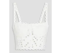 Tessa cropped broderie anglaise cotton-blend bustier top - White
