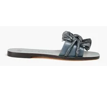 Rope knotted leather slides - Blue