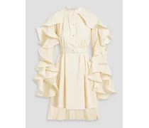 Prosper belted ruffled cotton-blend poplin dress - White