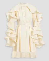 palmer//harding Prosper belted ruffled cotton-blend poplin dress - White White