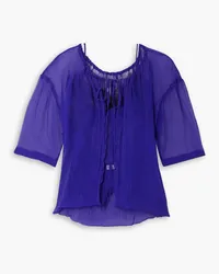 Dries van Noten Layered silk-blend crepon top - Blue Blue