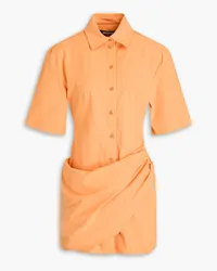 Jacquemus Cutout draped stretch-twill mini shirt dress - Orange Orange