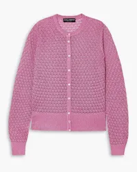 Dolce & Gabbana Metallic crochet-knit cardigan - Pink Pink