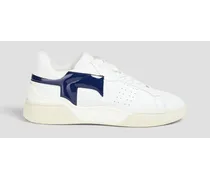 Smooth and patent-leather sneakers - White