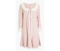 Bow-embellished two-tone crepe mini dress - Pink