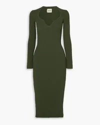 KHAITE Alessandra ribbed-knit midi dress - Green Green