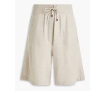 Bead-embellished mélange cashmere shorts - Gray