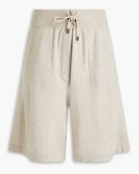 Brunello Cucinelli Bead-embellished mélange cashmere shorts - Gray Gray