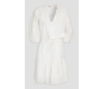 Emiliana broderie anglaise-trimmed linen-blend mini dress - White
