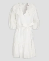 Sandro Broderie anglaise-trimmed linen-blend mini dress - White White