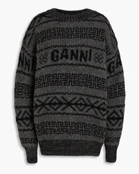 Ganni Jacquard-knit wool sweater - Gray Gray