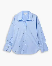 A.L.C. Monica crystal-embellished cotton-twill shirt - Blue Blue