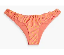 Dorit gathered polka-dot low-rise bikini briefs - Orange