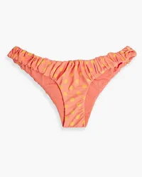 Caroline Constas Dorit gathered polka-dot low-rise bikini briefs - Orange Orange