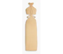 Aziza crossover cutout cotton-blend midi dress - Neutral