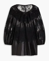 Valentino Garavani Lace-paneled leather blouse - Black Black