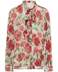 RED Valentino Printed silk-crepon blouse - White White