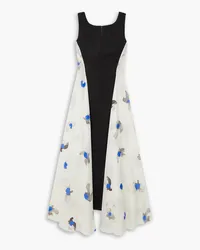 Nina Ricci Paneled printed silk crepe de chine and wool dress - Black Black