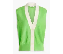 Two-tone wool ad cashmere-blend vest - Green