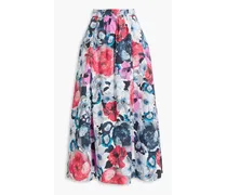 Bernadette gathered floral-print cotton-poplin maxi skirt - Blue
