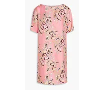 Printed silk-twill mini dress - Pink