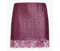 Missoni Lace-trimmed metallic wool-blend mini skirt - Burgundy Burgundy