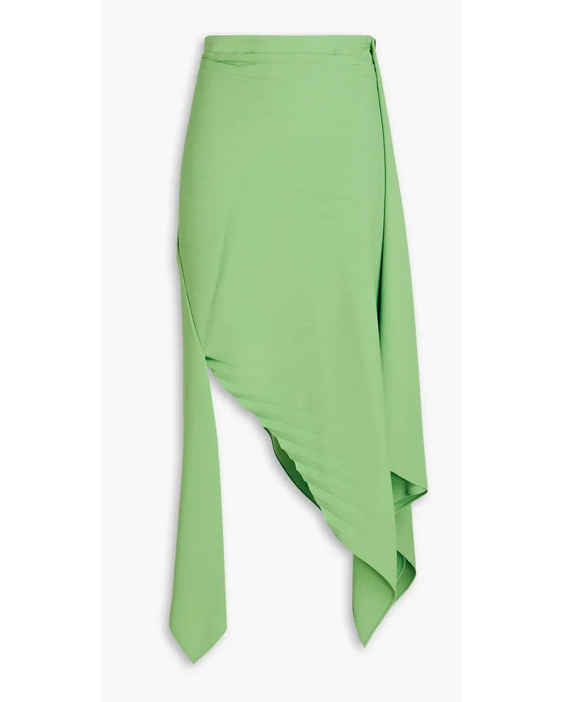 A.W.A.K.E. Wrap-effect pleated crepe skirt - Green Green