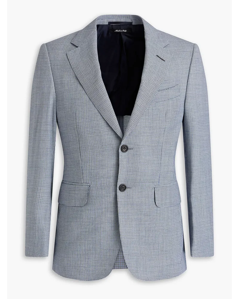 Dunhill Houndstooth wool and mohair-blend blazer - Blue Blue
