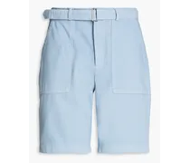 Paolo belted cotton-twill shorts - Blue
