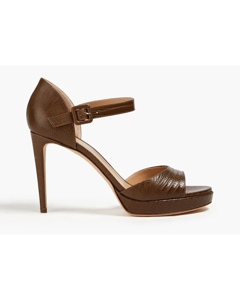 Sergio Rossi Lizard-effect leather sandals - Brown Brown