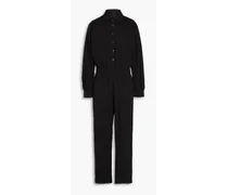 Shirred cotton-jersey jumpsuit - Black