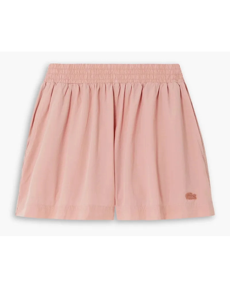 Lacoste Appliquéd cotton-poplin shorts - Pink Pink