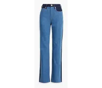 Le Jane two-tone high-rise straight-leg jeans - Blue