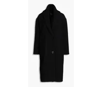 Ribbed-knit brushed-felt wool-blend coat - Black