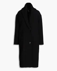 Moschino Ribbed-knit brushed-felt wool-blend coat - Black Black