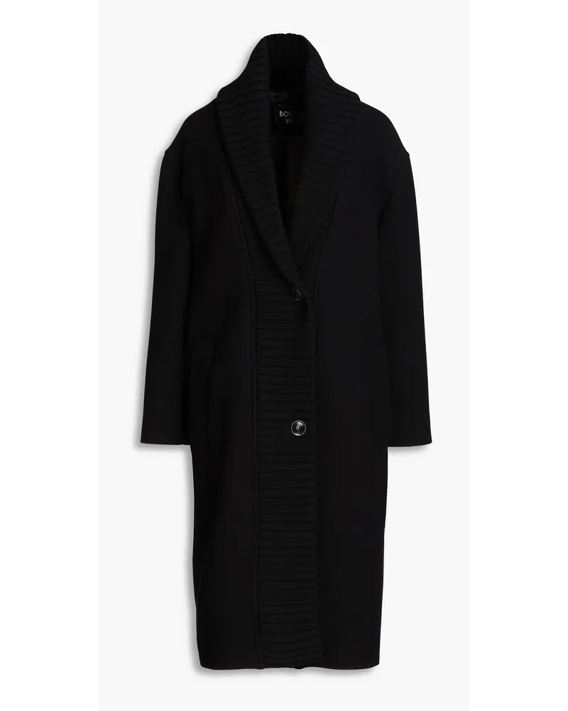 Moschino Ribbed-knit brushed-felt wool-blend coat - Black Black