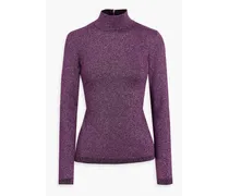 Metallic knitted turtleneck sweater - Purple