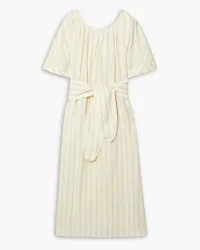 Mara Hoffman Aliz belted striped linen and TENCEL™-blend midi dress - White White