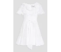 Ruffled broderie anglaise cotton mini dress - White