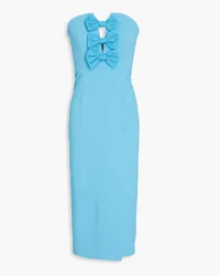 Rebecca Vallance Strapless bow-detailed cloqué midi dress - Blue Blue