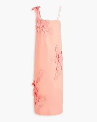 Zimmermann Floral-appliquéd linen midi dress - Orange Orange