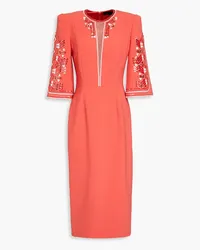 Jenny Packham Embellished stretch-crepe midi dress - Orange Orange