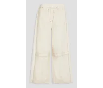 Cropped ripstop-paneled cotton-canvas wide-leg pants - White