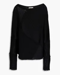 Alice + Olivia Alice Olivia - Pointelle-knit cotton-blend sweater - Black Black