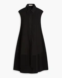 Gentryportofino Crepe-paneled cotton-poplin midi shirt dress - Black Black